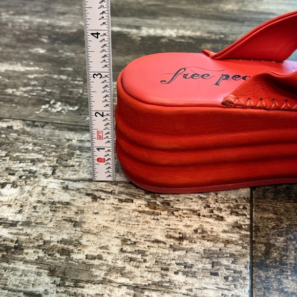 Free People‎ Red Suede Platform Thong Sandals Beachy Summer Shoes Size 38 NEW - Picture 8 of 15